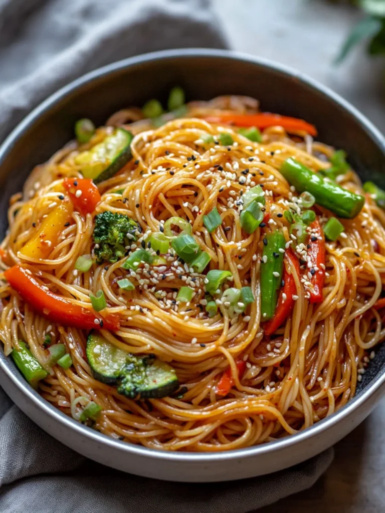 Korean-Style Spicy Garlic Noodle Stir-Fry with Veggies Bliss